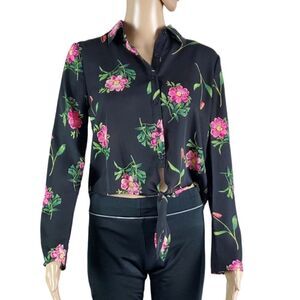 Ten Sixty Sherman Black Floral Crop Tie Top